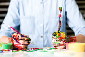 Colorful image of a man painting