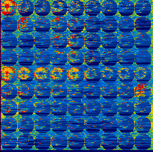 Compression analysis of a very badly compressed PNG image showing balls